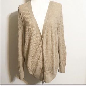Lane Bryant Glittery Cream Button Up Cardigan
